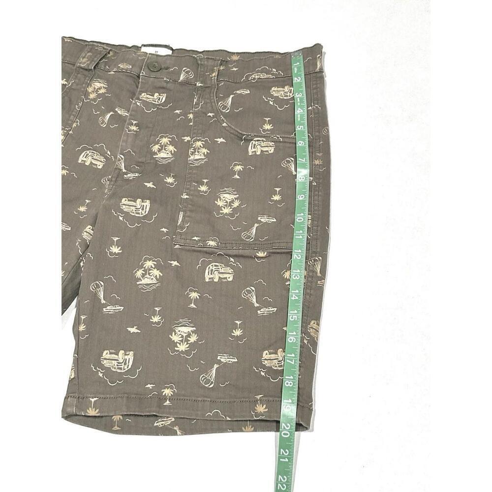 Mutual Weave Mens Graphic Shorts Green Brown Palm Trees Beach Flat Front Size 38 - Picture 9 of 12